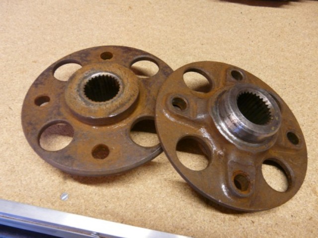 Rear Drive flanges ready for turning down to 134mm to accept disks